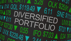 stock chart with words diversified portfolio