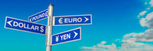 global currency road signs