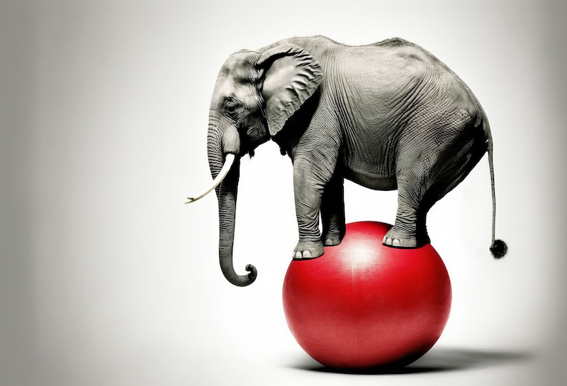 stable financial markets, elephant on balloon